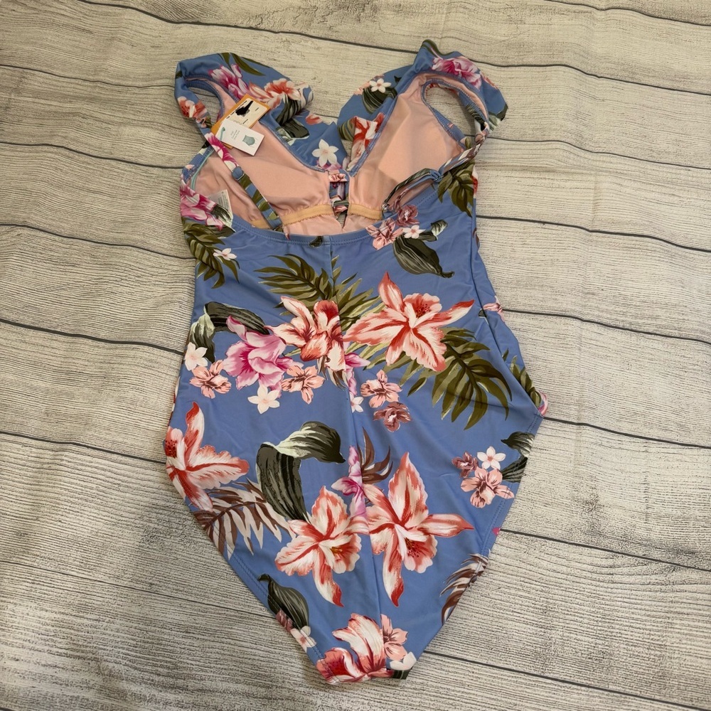 Kona Sol NWT Blue Floral One Piece Swimsuit - Picture 5 of 8